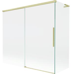 Mexen Rox, L tolóajtós, kétszárnyú kádparaván 170 + 70 x 150 cm, 8 mm-es átlátszó üveg, matt arany profil, 8C9L-170-070-55-00