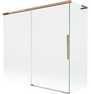 Mexen Rox, L tolóajtós, kétszárnyú kádparaván 170 + 70 x 150 cm, 8 mm-es átlátszó üveg, rozéarany profil, 8C9L-170-070-60-00