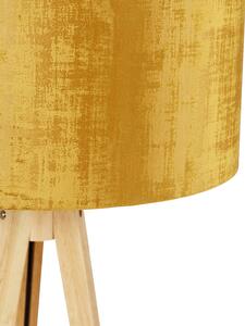 Fa állólámpa fa szövetárnyalattal 50 cm - Tripod Classic