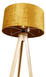 Fa állólámpa fa szövetárnyalattal 50 cm - Tripod Classic