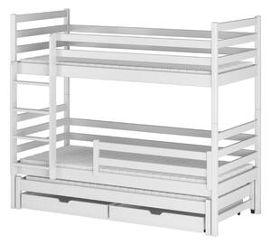 CARLY emeletes ágy három gyermek részére - 90x200, fehér