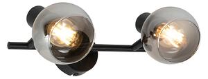 Art Deco mennyezeti lámpa fekete füstüveggel, 2 lámpával - Vidro