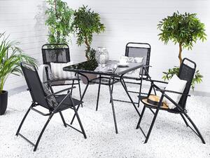 Összecsukható fekete kerti szék négydarabos szettben LIVO