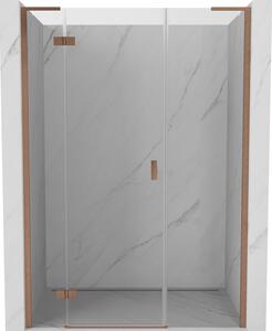 Mexen Mist-H L, 1 szárnyú zuhanyajtó balos 120 cm, átlátszó üveg, matt réz profil, 8A5L-120-001-65-00-L