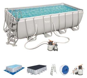 Bestway Tortuga 488x244x122cm Fémvázas medence homokszűrővel, létrával és vegyszeradagolóval (FFA 635) - szürke