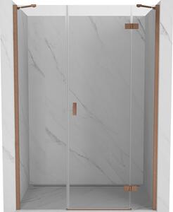 Mexen Mist-H, egyszárnyú zuhanyajtó jobbos 120 cm, átlátszó üveg, matt rézprofil, 8A5-120-001-65-00-P