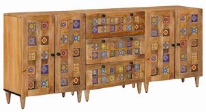 VidaXL Széf 3 db 60 x 33,5 x 75 cm Tömör Mangófát Természetes