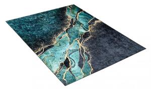 TOSCANA Modern fekete és zöld szőnyeg absztrakt mintával Szélesség: 80 cm | Hossz: 150 cm
