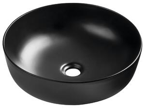 Sapho Sapho, RONDEA kerámia pultra szerelhető mosdó, átmérő 41cm, matt fekete, AR445B