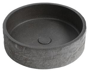 Sapho Sapho, ISPIR beton mosdó lefolyóval, 40 cm, fekete gránit, AR476