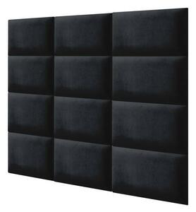 3D bársony fali panel 60x30cm – fekete