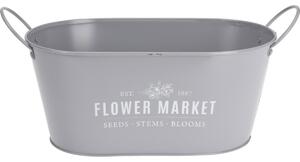Flower market fém virágláda kaspó, szürke, 26,3 x 12 x 16,5 cm