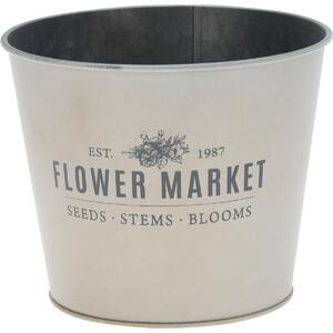 Flower market fém virágtartó kaspó, fehér, 14 x 17 cm