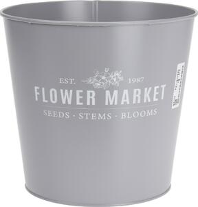 Flower market fém virágtartó kaspó, szürke, 18 x 16 cm
