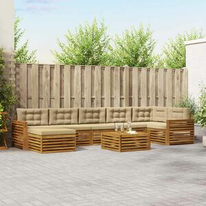 Kültéri kanapé szett párnával 8 pcs Természetes és bézs