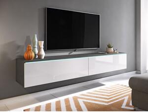 WILLA D TV-szekrény LED-világítással 180 cm - matera / fényes fehér