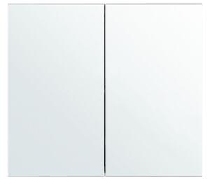 Fehér És Ezüst Fürdőszoba Szekrény Tükörrel 80 x 70 cm NAVARRA