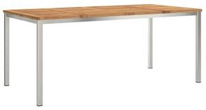 VidaXL Étkezőasztal 180x90x75 cm Szilárd akácfa és rozsdamentes acél