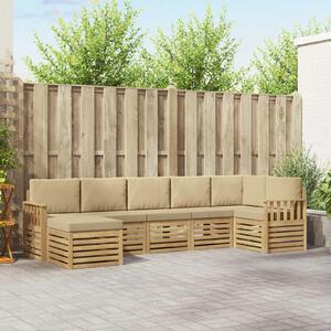 Kültéri kanapé szett 6 pcs Fehér és bézs 306 x 128,5 x 73 cm
