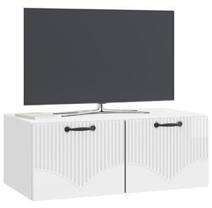 Fali TV szekrény Magasfényű Fehér 78,5 x 41 x 30 cm Szerelt Fa