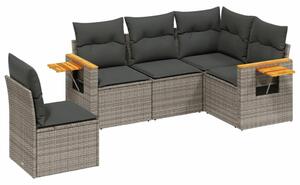 VidaXL 5 részes Polyrattan Kerti Ülőgarnitúra - Szürke