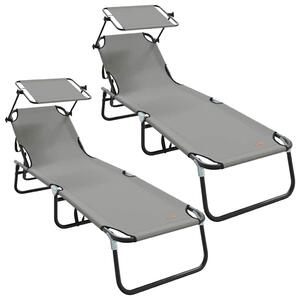 VidaXL Összecsukható nyugágy 2 pcs, 190 x 57 x 81 cm, oxford, Szürke