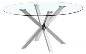Ebédlő, asztal, acél, üveg, 110x110x76