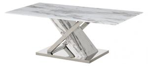 Kávézó asztal, acél, üveg, 120x60x42, márvány