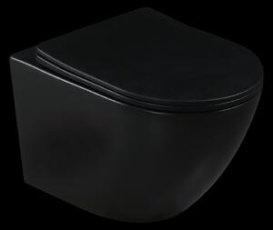 Invena Tavro, fali WC-csésze 490x360x350 mm + WC-ülőke, QFS, matt fekete, INV-CE-71-005-Y