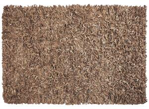 Bézs bőr hosszú szálú szőnyeg 160 x 230 cm MUT