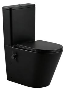Erga Tina, kombinált WC-csésze 620x365x820 mm, perem nélküli + bidé funkció + WC-ülőke, matt fekete, ERG-V03-TINA-RIM-BID-BK