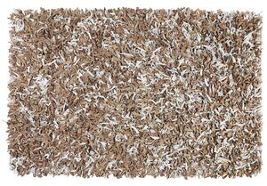 Barna és szürke bőr hosszú szálú szőnyeg 140 x 200 cm MUT