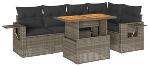 VidaXL Polyrattan Kerti Ülőgarnitúra - 6 részes - Szürke
