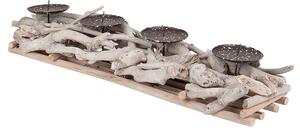 Lenore szögletes uszadékfa mécsestartó antikolt szürke 55x12,5x8,5cm