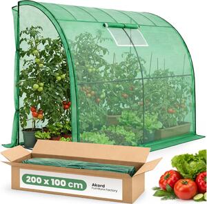 AKORD Fóliasátras Fali Üvegház Zöld 100x200x210 cm UV Szűrővel
