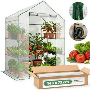 AKORD mini fóliaház polcokkal fehér 143x73x195 cm