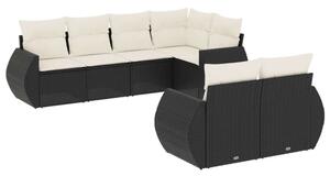 VidaXL Polyrattan Kerti Ülőgarnitúra - 7 részes - Fekete