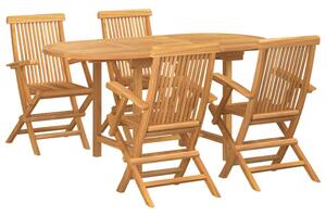 VidaXL Kert étkező szett 5 pcs Barna 160 x 80 x 75 cm Tömör tíkfa