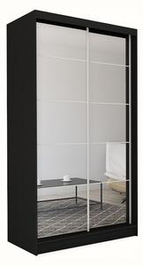 MARISA tolóajtós ruhásszekrény tükörrel, fekete, 150x216x61