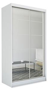 MARISA tolóajtós ruhásszekrény tükörrel, fehér, 150x216x61