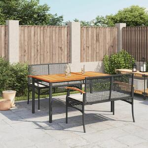 VidaXL Kerti Étkezőgarnitúra - 3 részes - Fekete Polyrattan