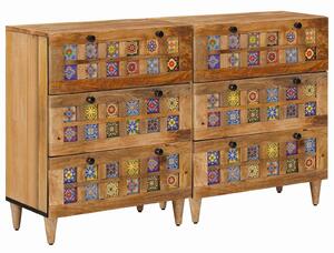 VidaXL Széf 2 db 60 x 33 x 75 cm Tömör Mangófát Természetes