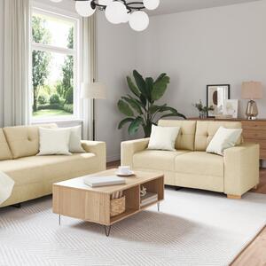 Kanapé 2 pcs Krém 221 x 80 x 80 cm Lábbal kevert anyag