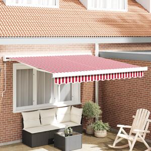 Behúzható napellenző Piros és Fehér 350 x 250 cm Szövet és Fém