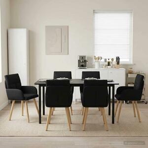 VidaXL Étkező Székek 6 db Szövet Fekete 60 x 56 x 96 cm