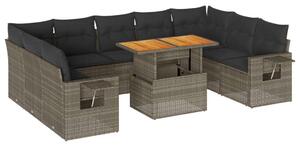 VidaXL Polyrattan Kerti Ülőgarnitúra - 10 részes - Szürke
