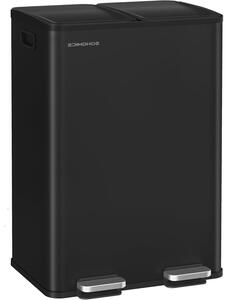 Kukás kosár 2x30L, 2 rekeszes, soft-close fedéllel és belső vödrökkel, acél, fekete