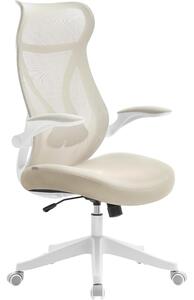 Ergonomikus irodai szék támlával, deréktámasz, összecsukható karfák, max. 150 kg, 71x71x119 cm, cappuccino bézs