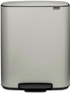 Szemétkosár Brabantia Bo Pedal 1010448, 60 L, Lágy zárás, Csúszásmentes talp, Világosszürke