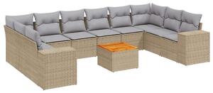 VidaXL Polyrattan Kerti Ülőgarnitúra - 11 részes - Bézs